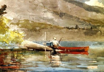 Das Rote Canoe2 Winslow Homer Aquarelle Ölgemälde